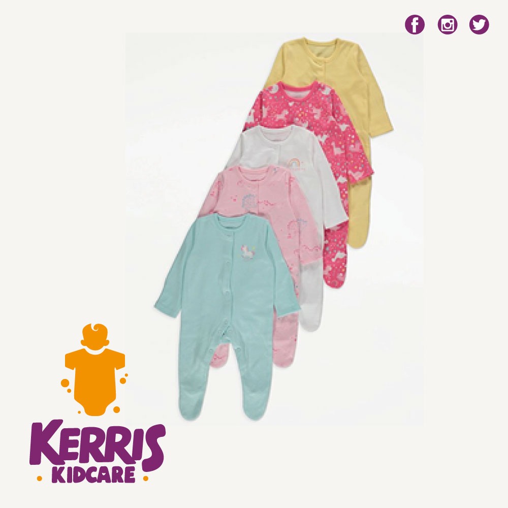 Unicorn George Print Sleepsuits